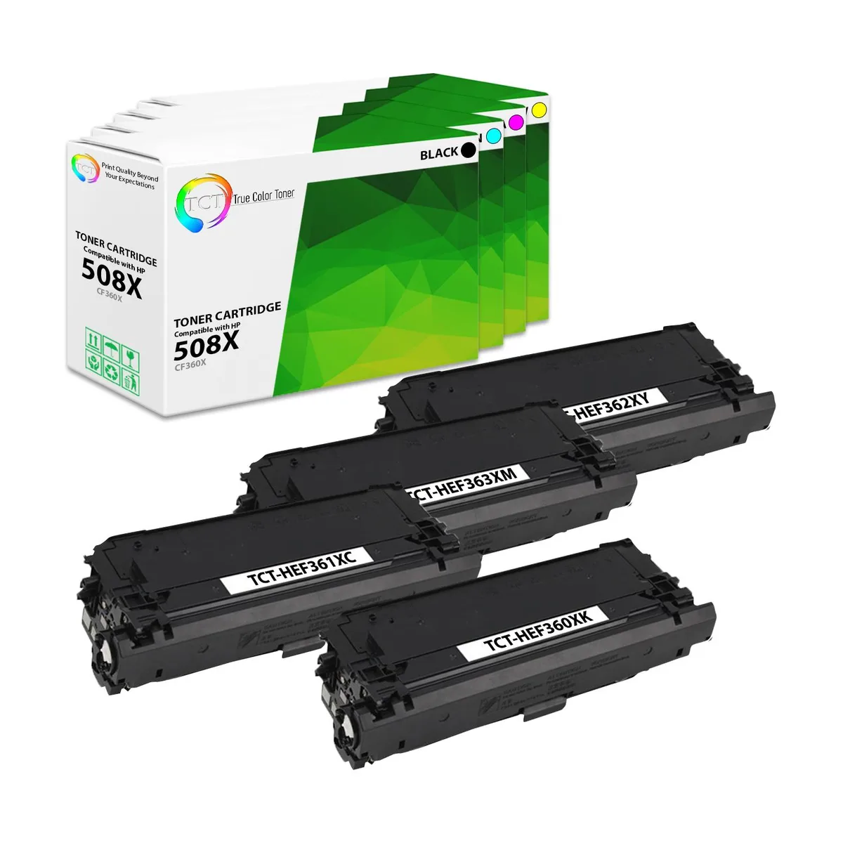 True Color Toner True Color Toner 508X 4-pack toner cartridge CF360X CF361X CF362X CF363X — product photo