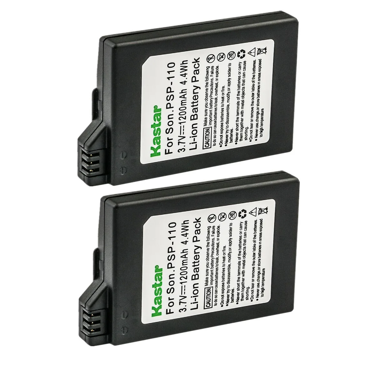 Kastar Kastar PSP-110S 2-Pack Li-Ion 1200mAh 3.7V 4.4Wh camera battery — product photo