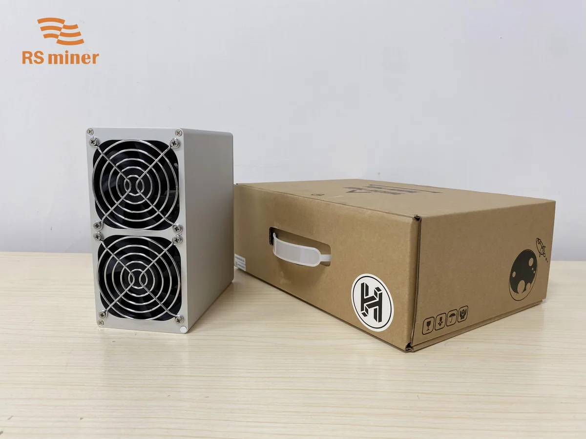 Silver rectangular crypto miner 175mm x 150mm x 84mm low noise home use
