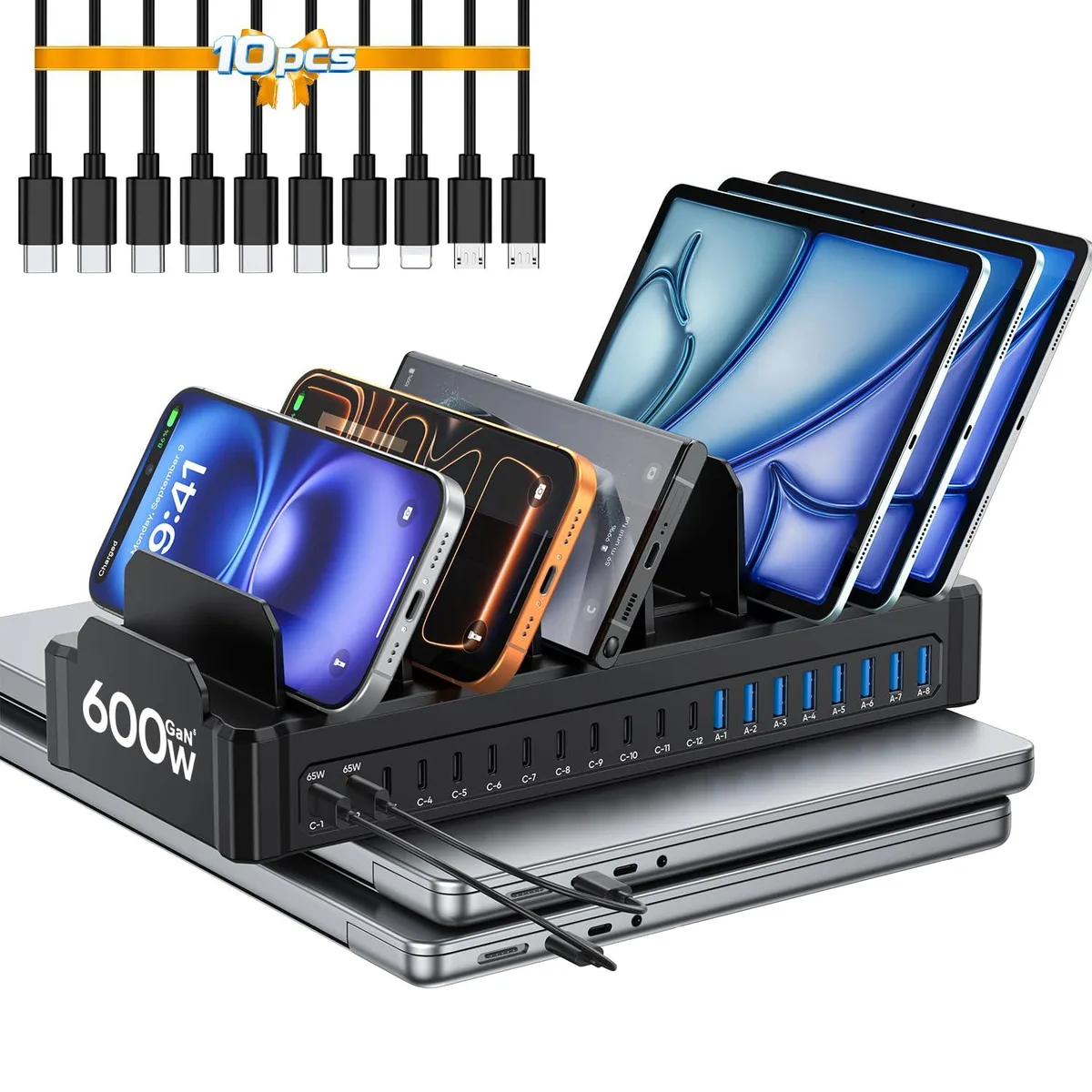 Moezuti M20A 20-Port 600W Charging Station Black — product photo