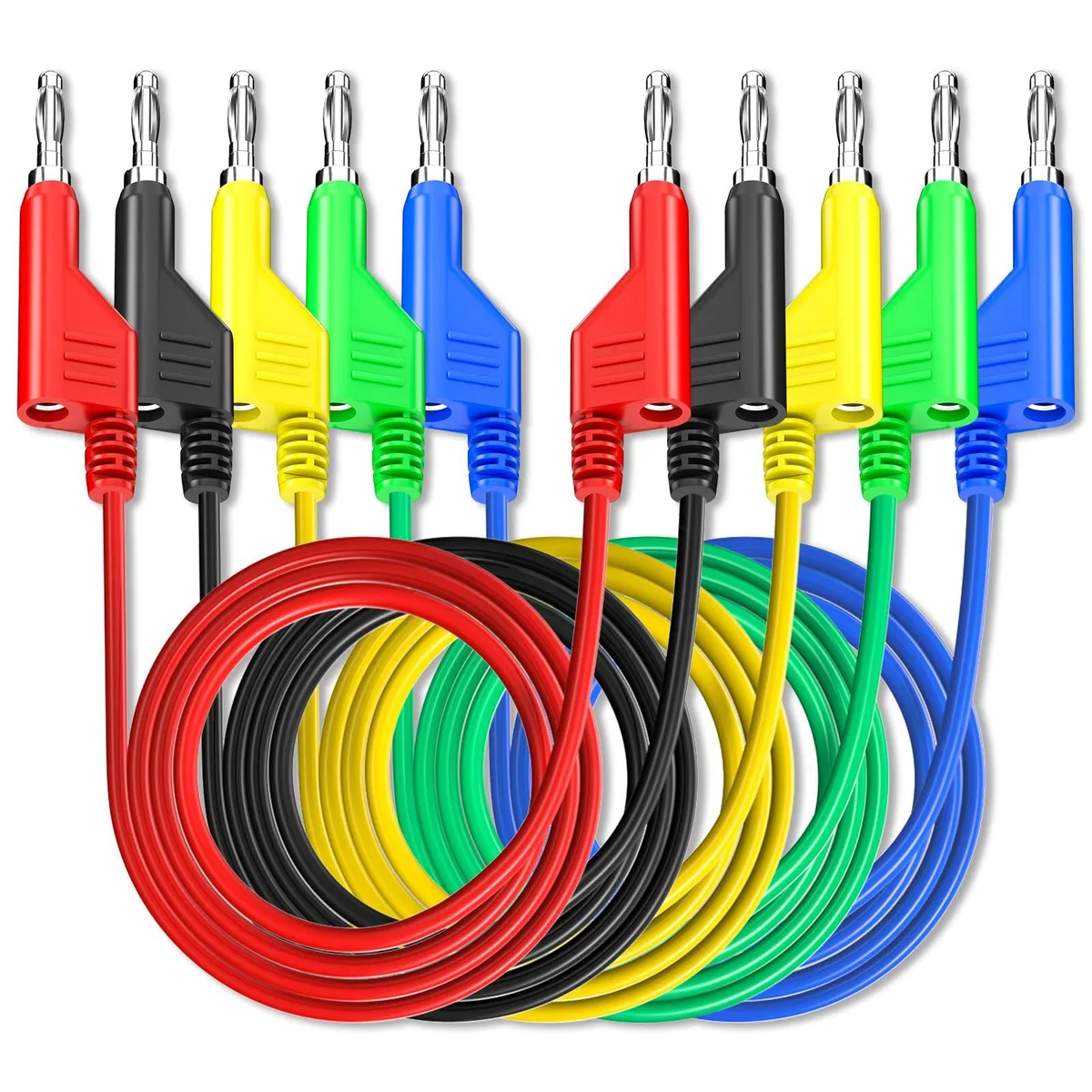 KEHIPI KEHIPI P1036 5PCS Stackable Banana Test Leads 3.3ft 1000V 15A electrician tool — product photo