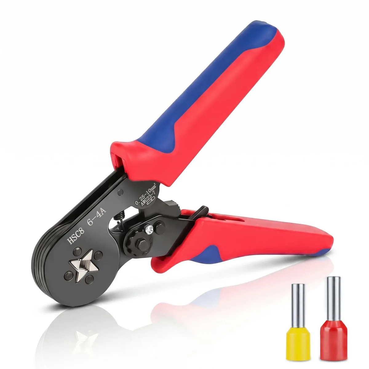 Red Klein Tools ferrule crimper kit 6.9 x 2.7 inches square ratchet