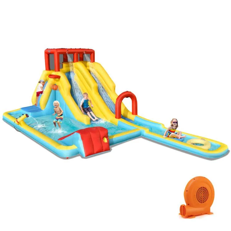 SlickBlue SlickBlue 7-in-1 Inflatable Dual Slide Water Park Bounce House 680W Blower — product photo