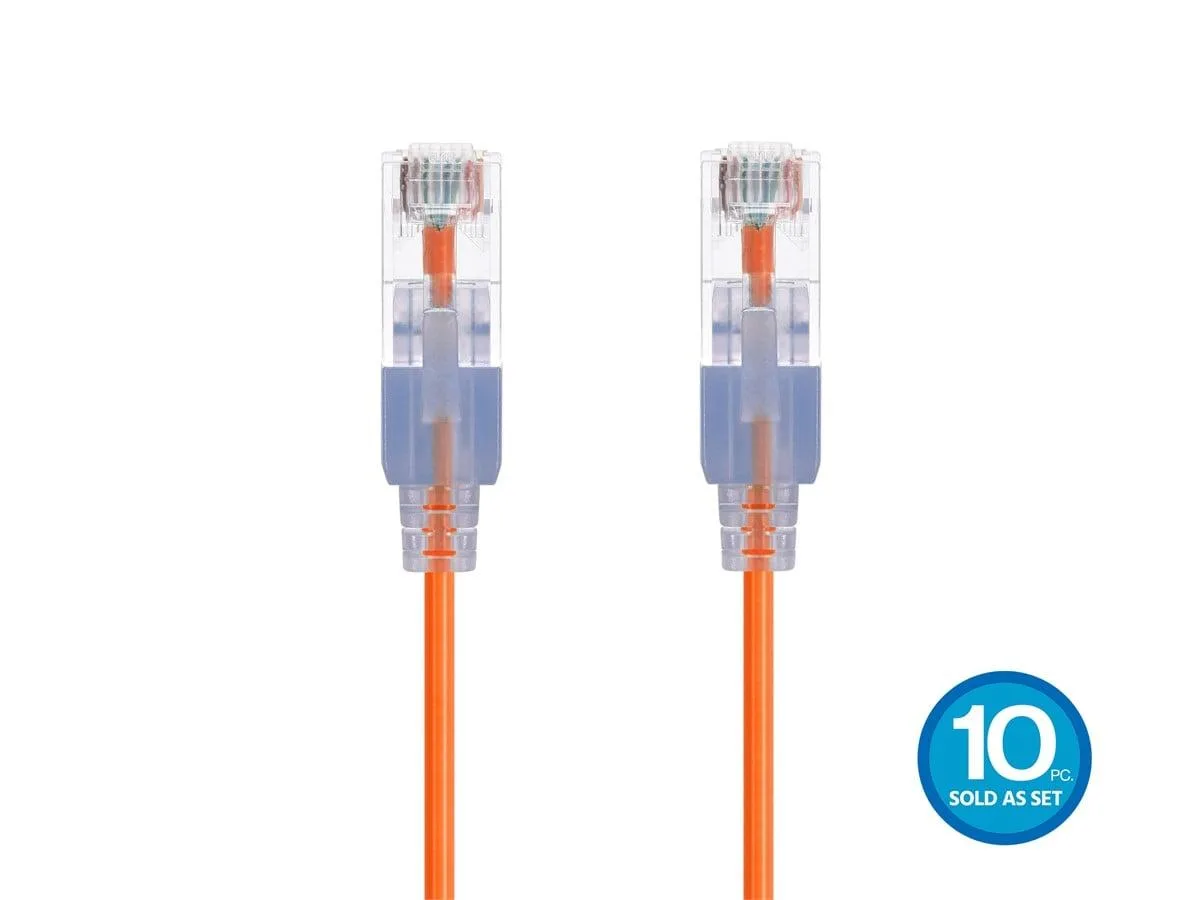 Monoprice Inc. Monoprice 116331 Cat6A SlimRun 10ft Orange 10-pack 30AWG — product photo