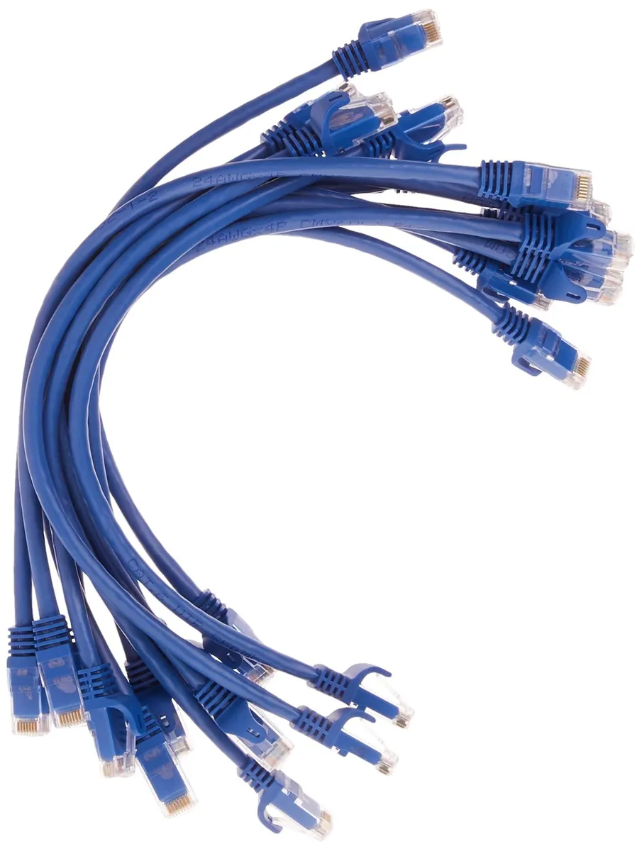  Monoprice Cat6 1ft Blue UTP 24AWG 550MHz 12-Pack Flexboot Series network ethernet cable — product photo