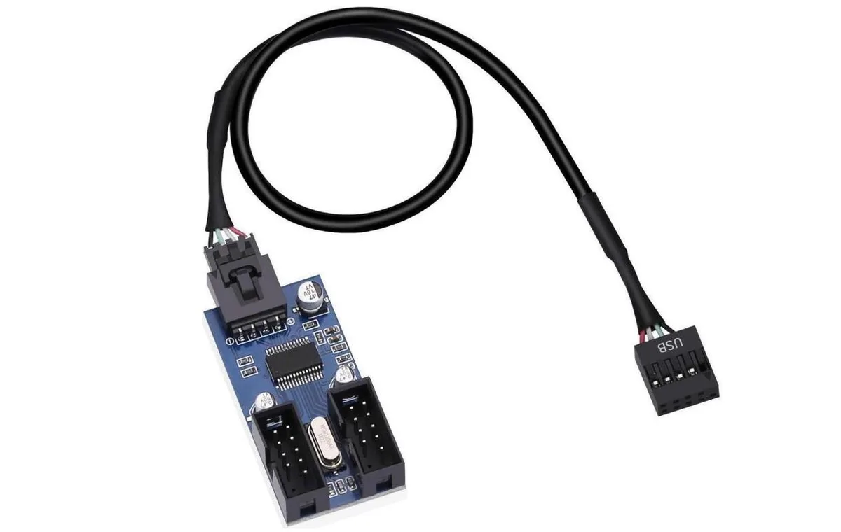 Aomoproing Aomoproing 9 Pin USB 2.0 Male to 2 Female Splitter Cable 30cm — product photo