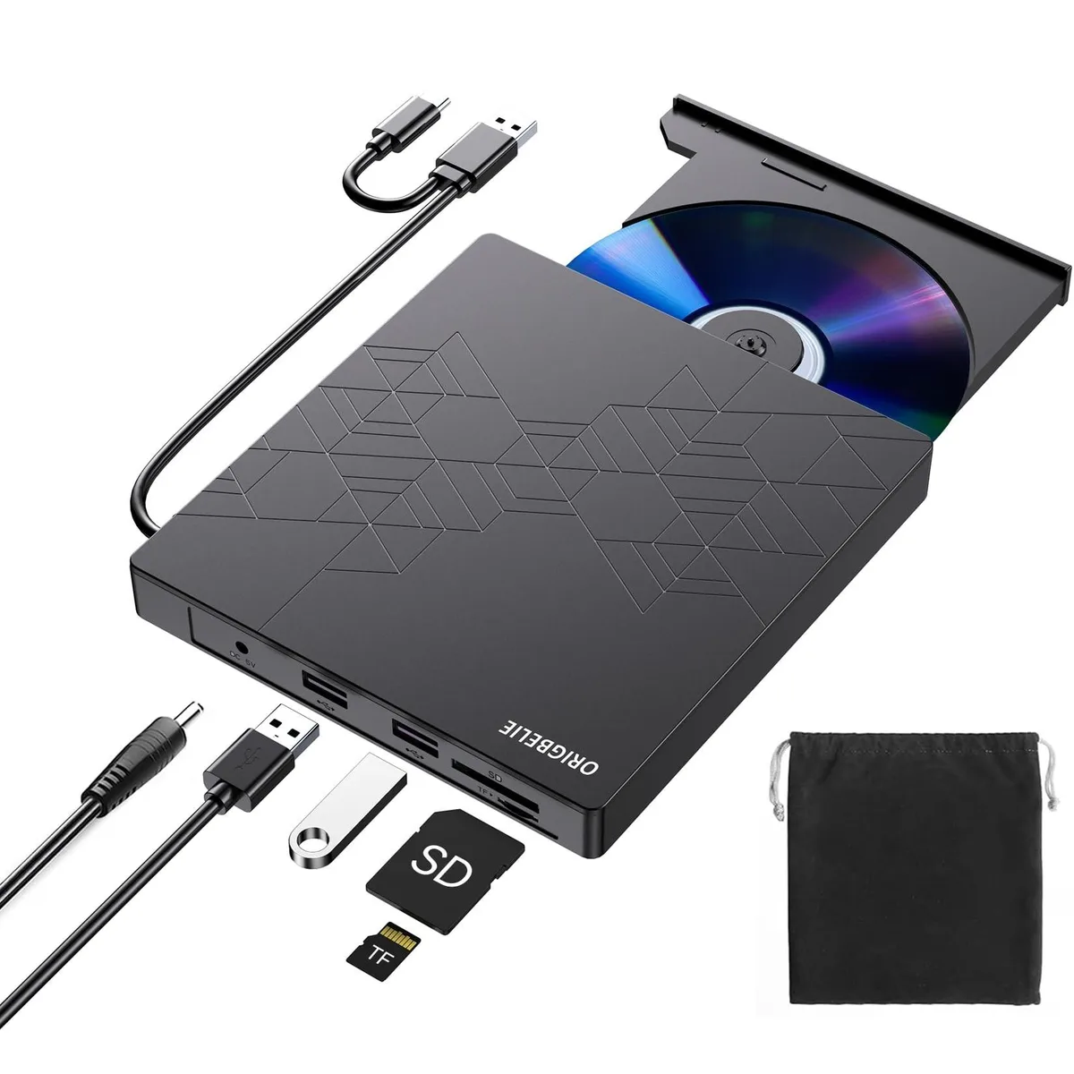GSM Outdoors GSM Outdoors USB 3.0 Type-C External DVD Drive 2 in 1 accessory — product photo
