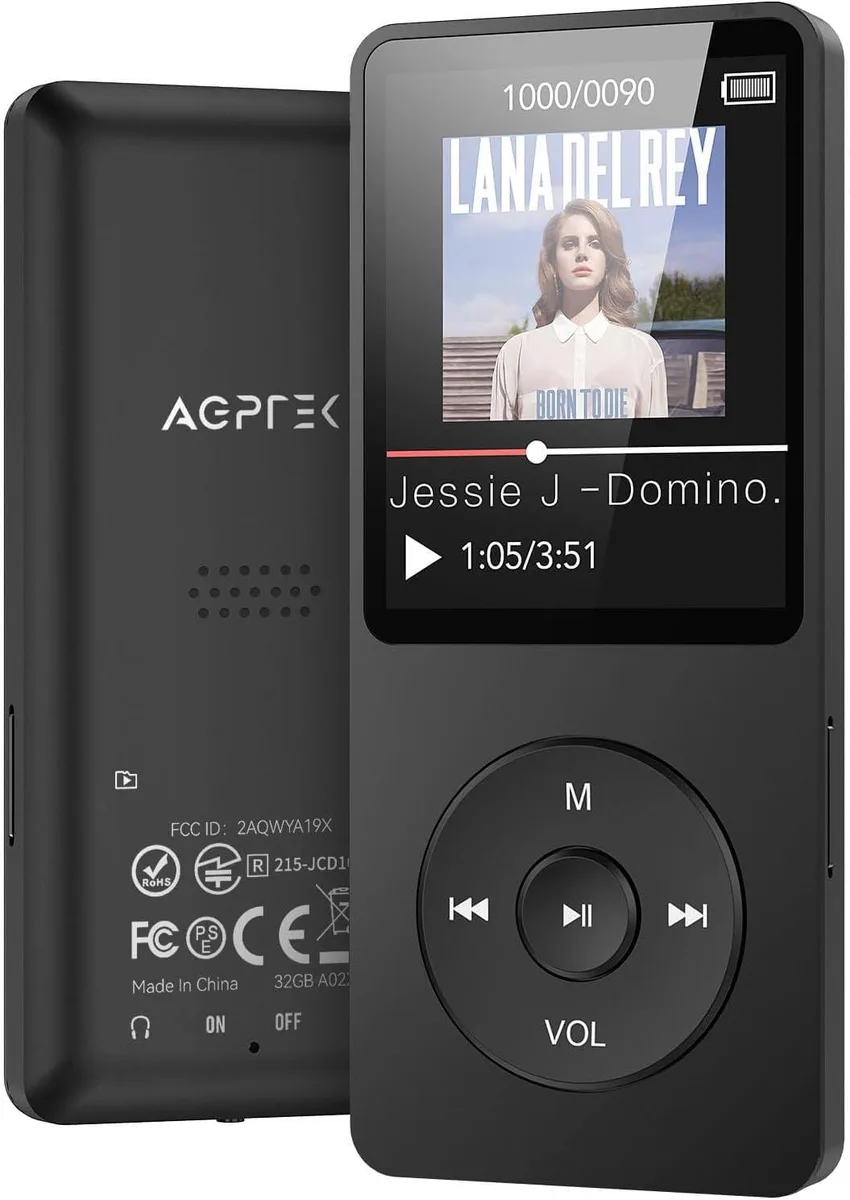  AGPTEK A02 32GB MP3 Player Black 70h — product photo