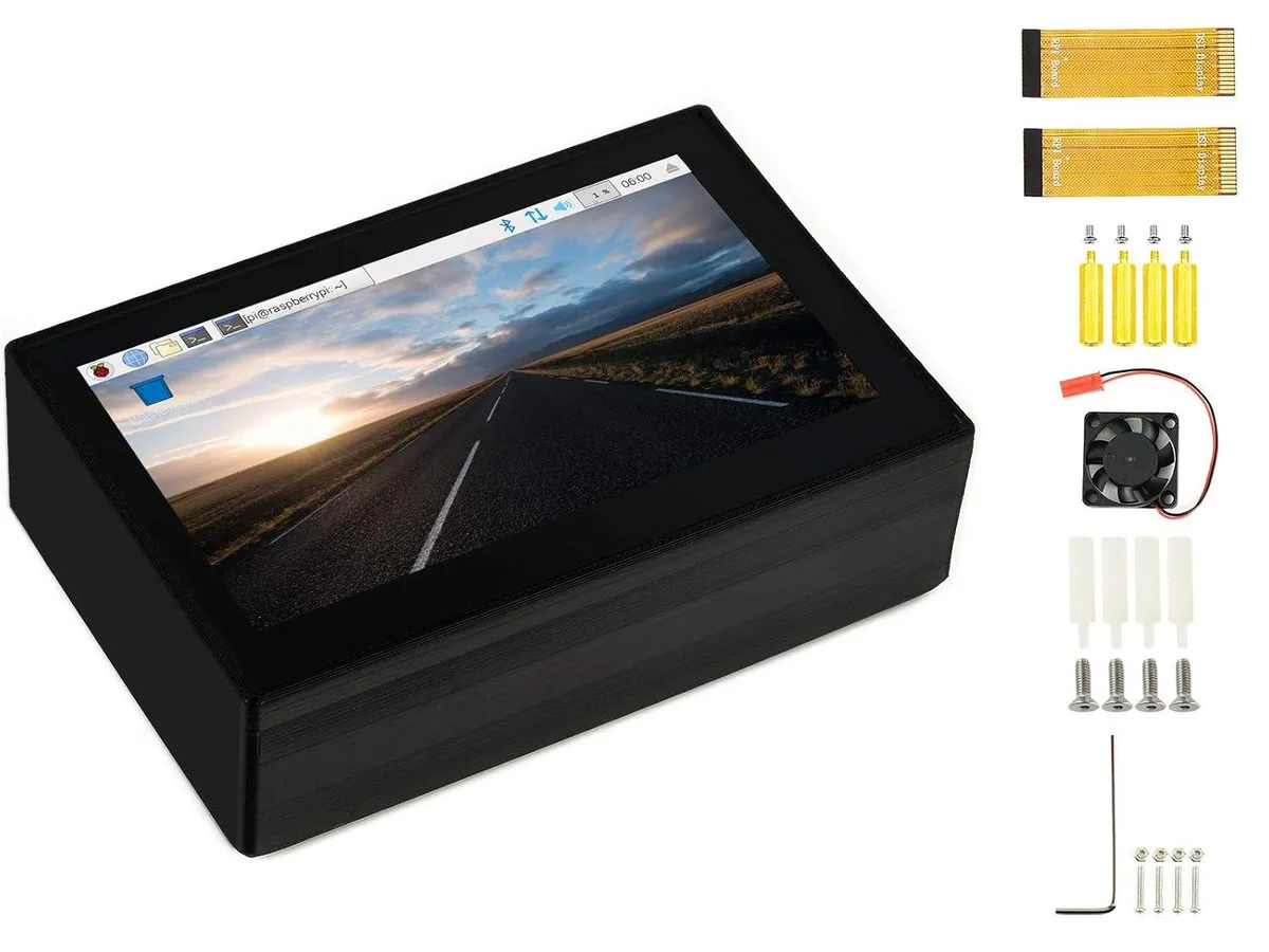 LORDWORLD LORDWORLD 4.3inch DSI LCD Capacitive Touch Display 800×480 IPS with Protection Case for Raspberry Pi 4B — product photo