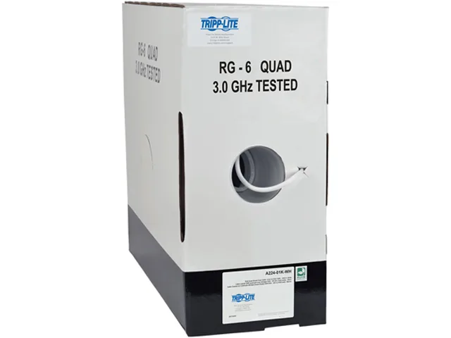 Tripp Lite Tripp Lite A224-01K-WH 1000 ft RG6/U Quad-Shield CMR Coaxial Cable White — product photo