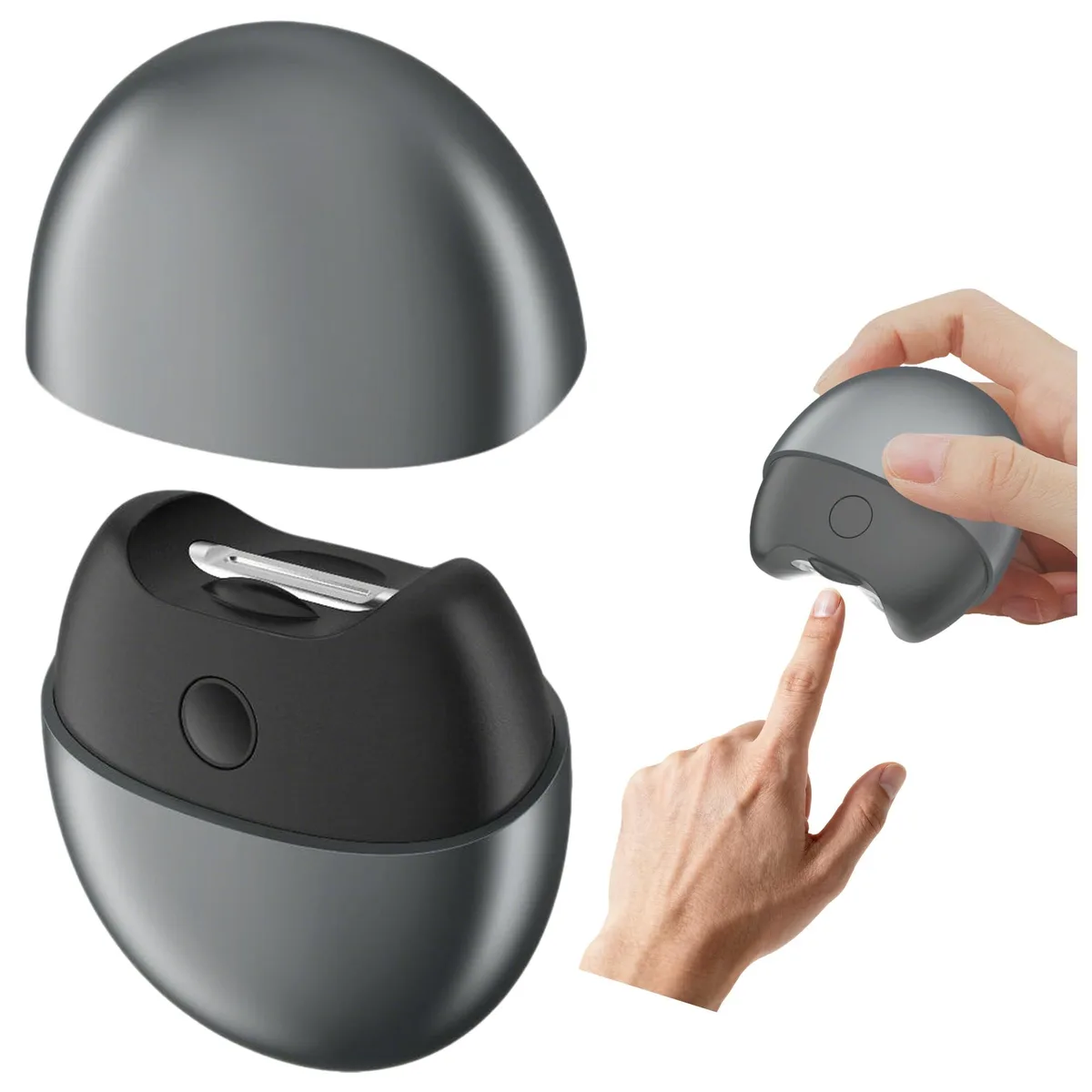 Blue electric nail trimmer with magnetic cover and USB-C port