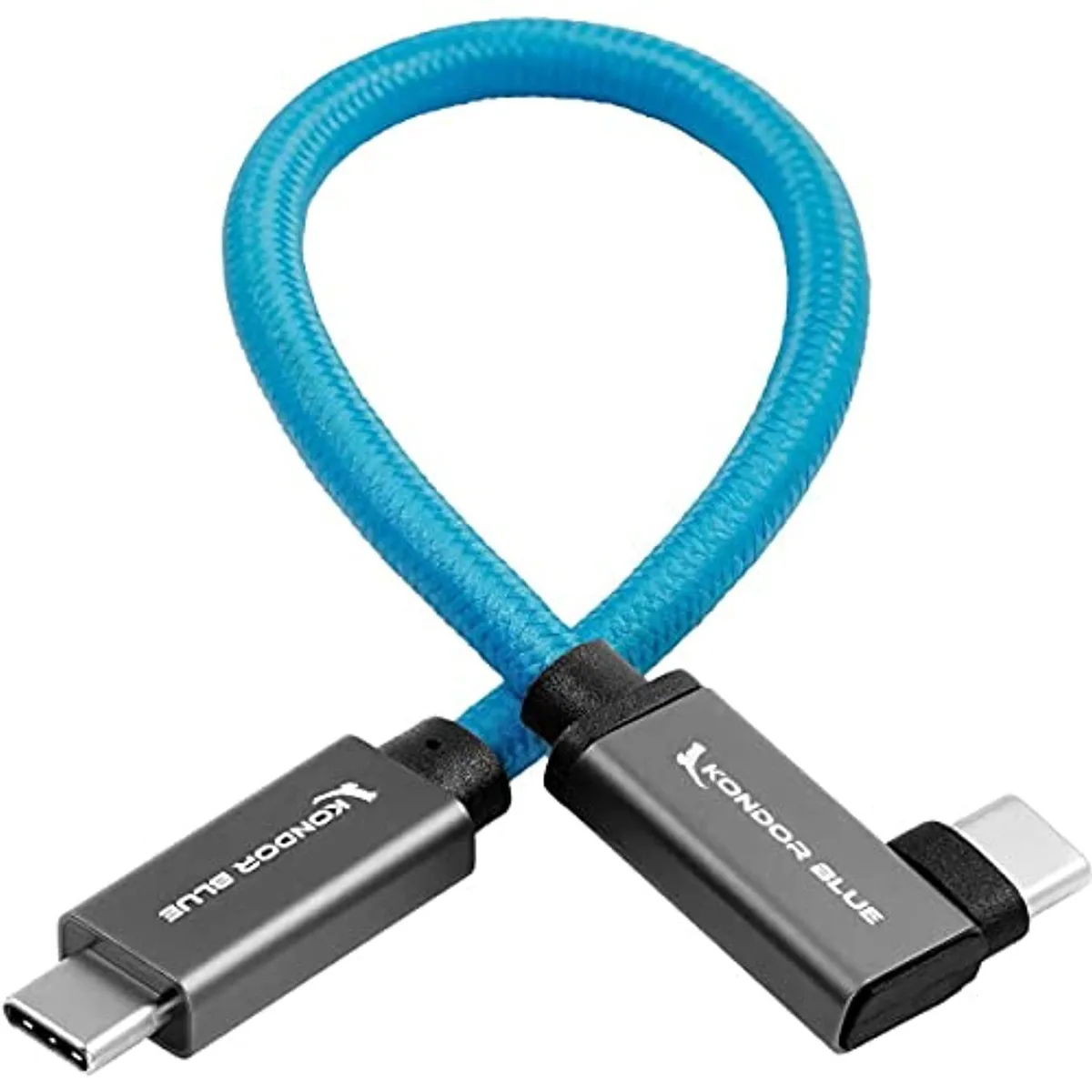 Kondor Blue Kondor Blue USB-C Braided Cable Right Angle 12in 100W 10Gbps — product photo