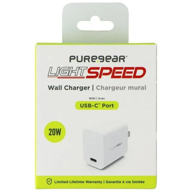 PURE GEAR PURE GEAR Light Speed 20W USB-C Wall Charger White — product photo