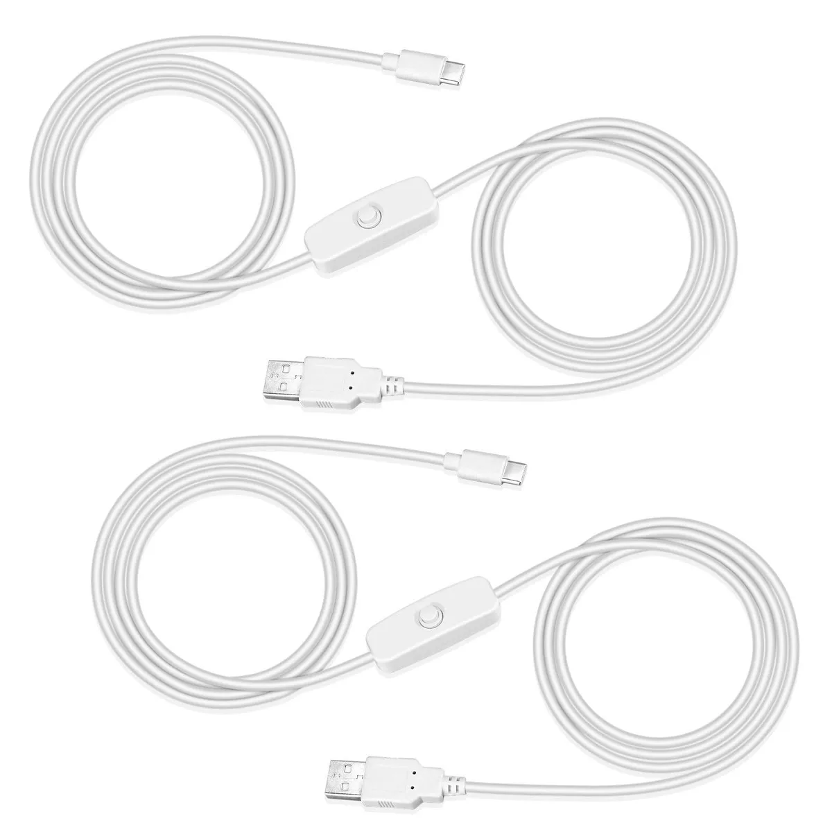  RGBZONE FB0832 USB-A to USB-C Switch Extension Cable 2 m 6.6 ft 5 V 2 A White 2-Pack — product photo