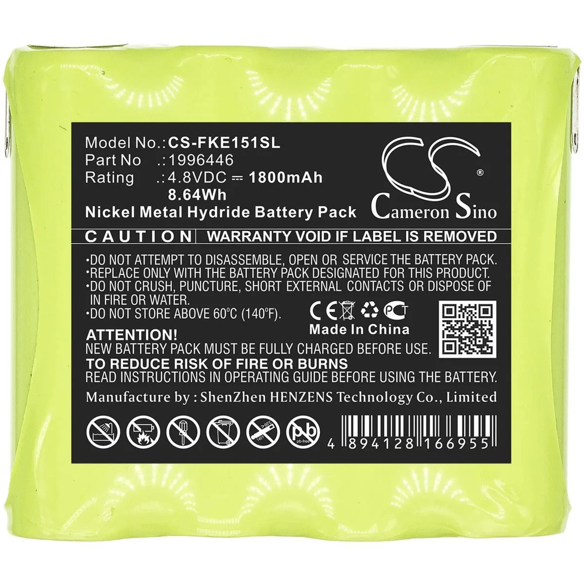  Cameron Sino Battery for Fluke E1515W 1996446 1800mAh 4.8V — product photo