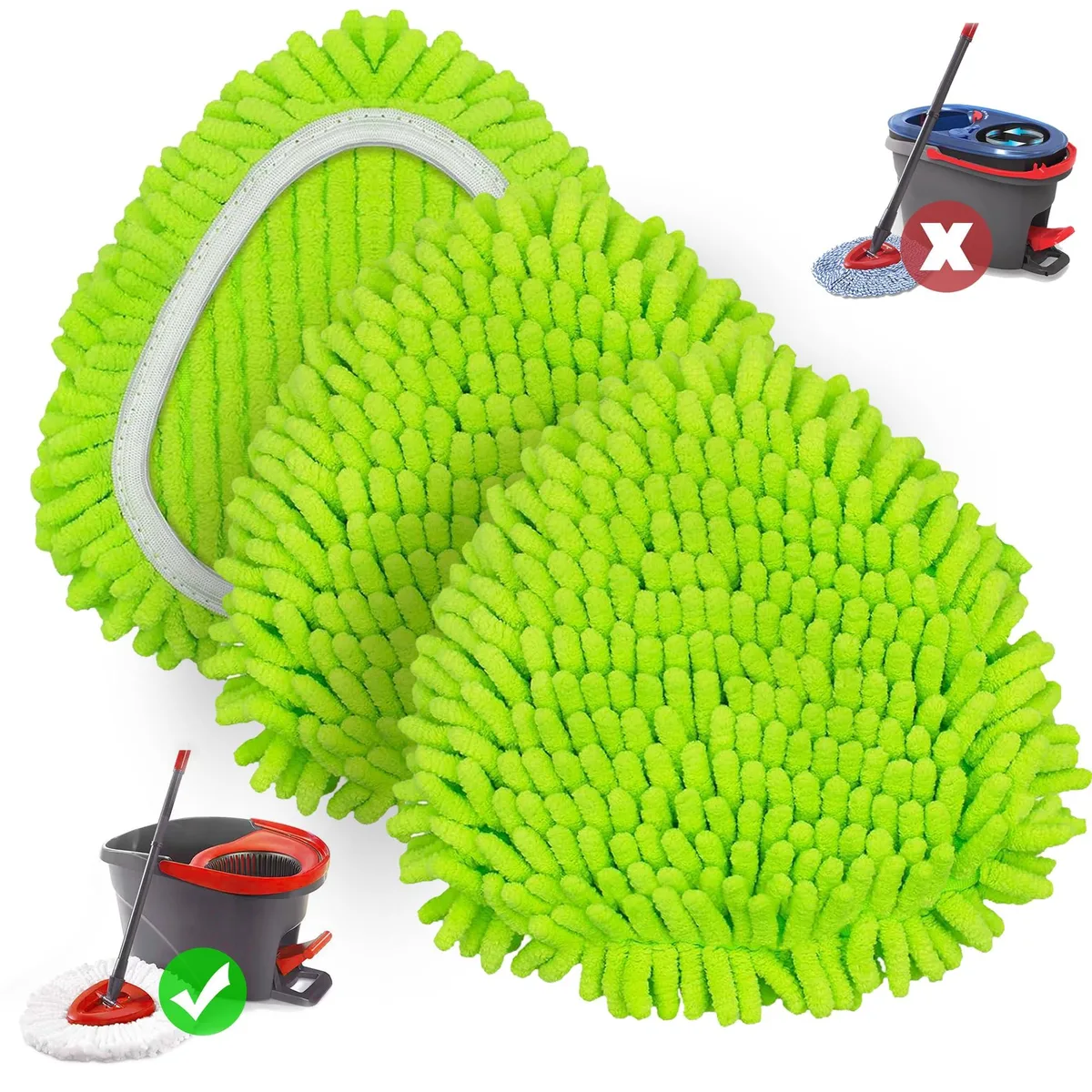  NEWE Spin Mop Heads Replacements 3 Pack Compatible with O-Cedar EasyWring 1 Tank System — product photo