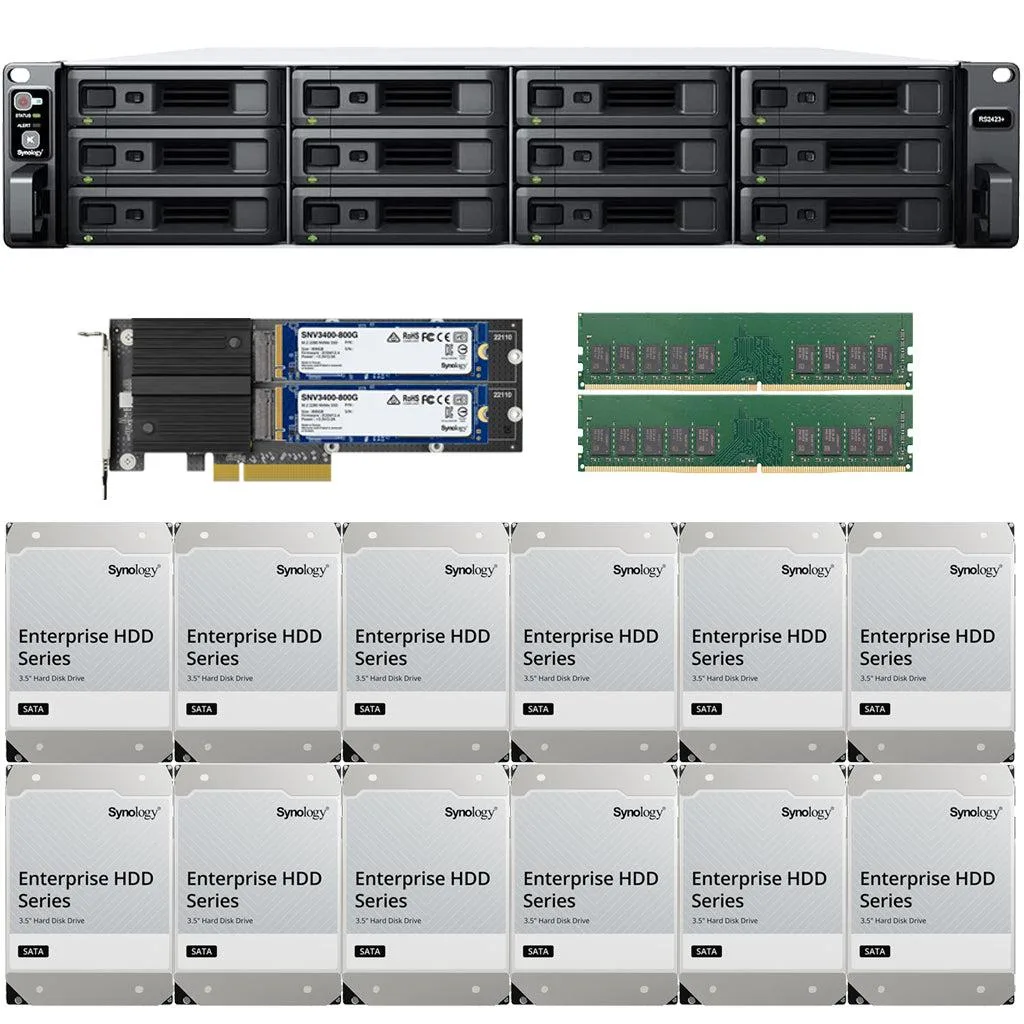 Synology Inc. Synology RS2423+ 12-Bay Rackmount NAS 32GB 192TB 1.6TB Cache — product photo