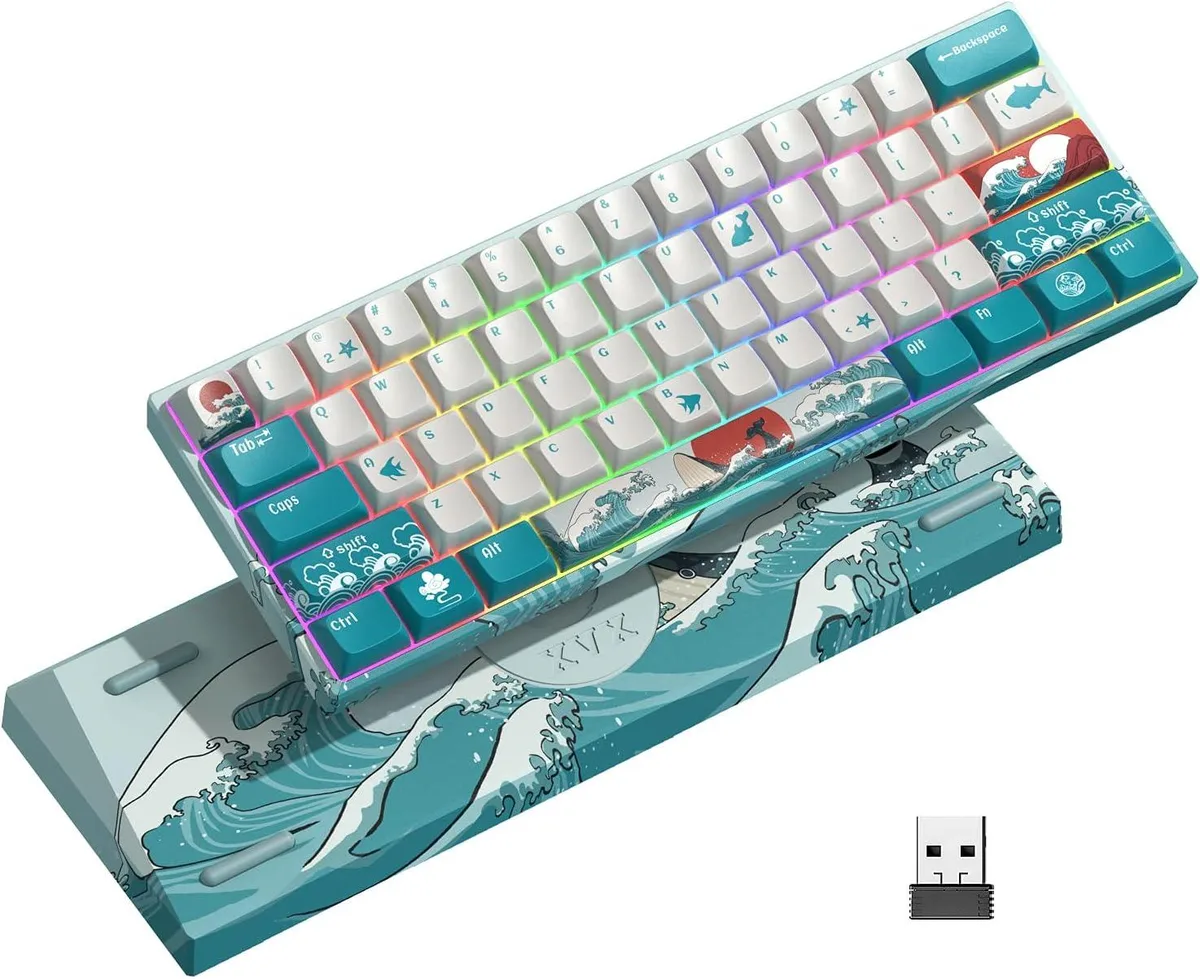 DANCO DANCO MK61 60% Mechanical Gaming Keyboard Coral Sea Gateron Yellow Switch — product photo