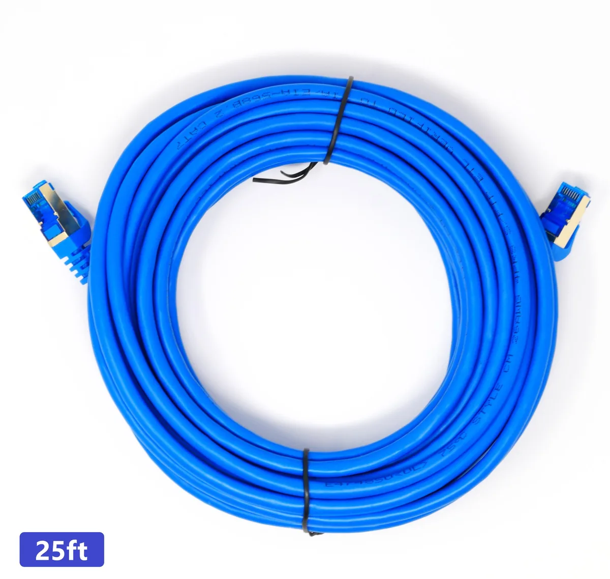 QualGear QualGear RJ45 Cat 7 Ethernet Patch Cable 600 MHz Triple-Shielded 25 ft Blue Round — product photo