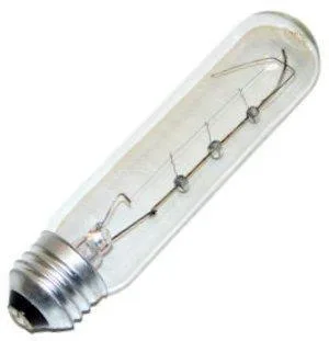 Clear tubular incandescent bulb with medium screw base