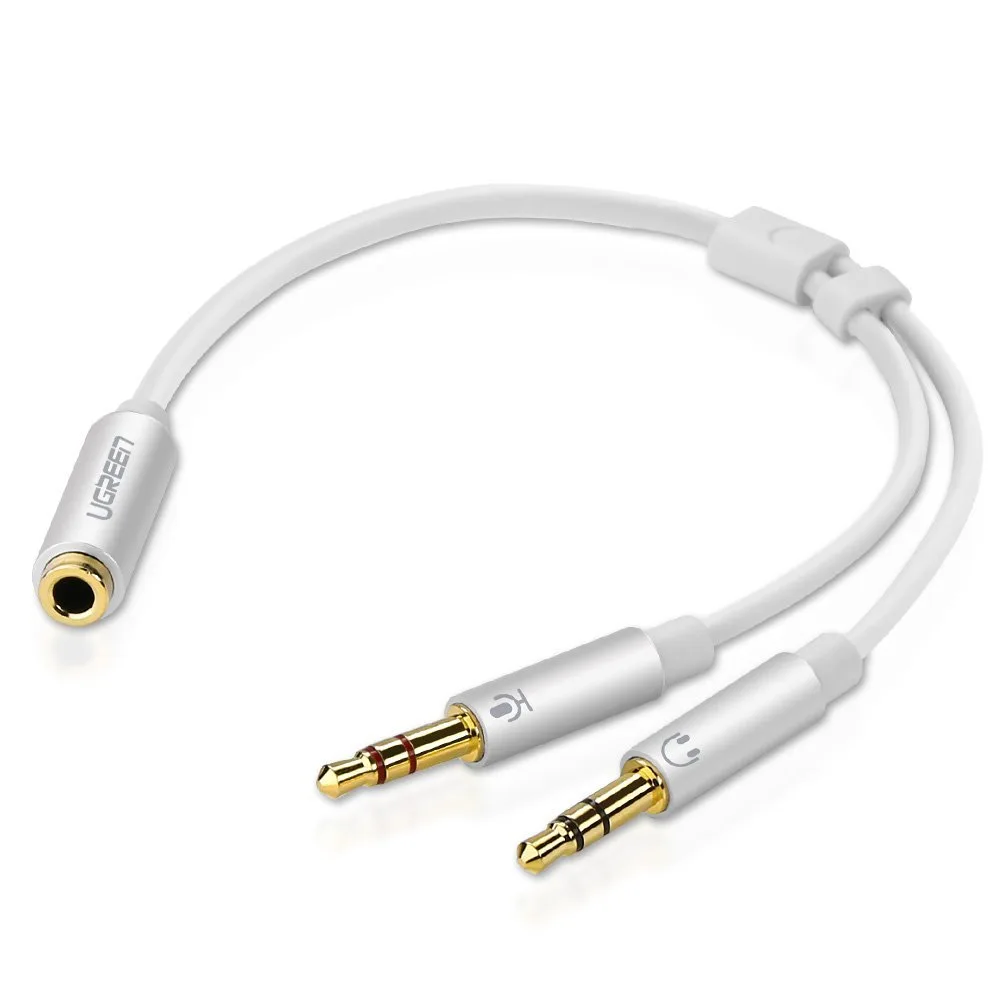 TeKit TeKit 10790 3.5 mm Female to 2 Male Headphone Mic Audio Y Splitter Cable White — product photo