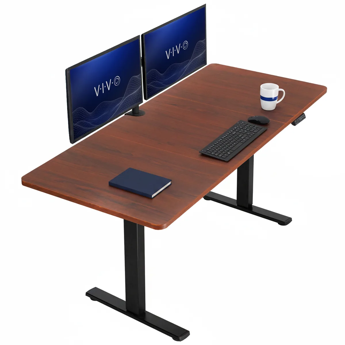 VIVO VIVO Electric 71 x 30 Stand Up Desk, Dark Walnut/Black Frame — product photo