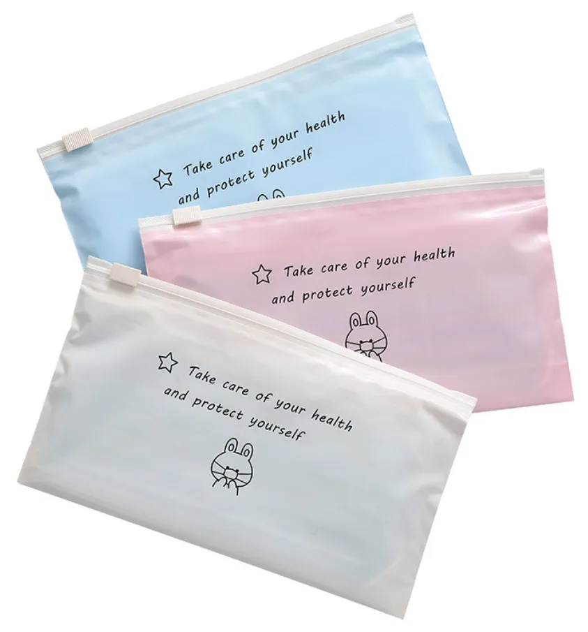 MINGYI MINGYI 10 PCS Portable Cartoon Zip Lock Face Masks Bag Dust-proof Storage Bags Home Health Care — product photo