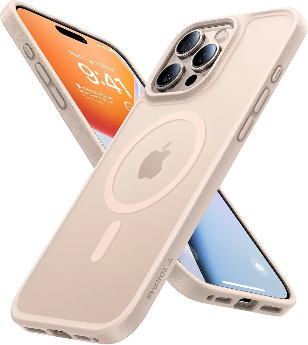 Slim translucent matte white case with desert titanium edge for iPhone 16 Pro
