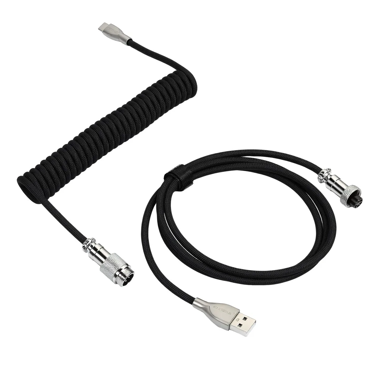  ELUTENG Coiled Keyboard Cable 5 ft USB-C Male-to-Male 5-Pin Aviation Connector — product photo