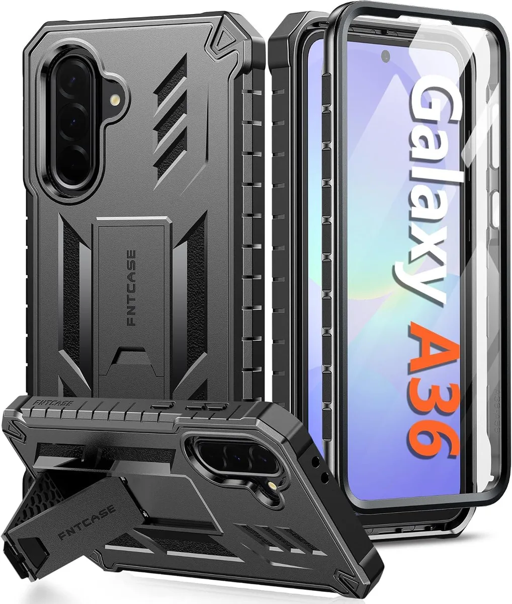 Transcend Transcend Case for Galaxy A36-5G / A56-5G 6.7 Inch Built-in Screen Protector Kickstand 20ft Drop Tested Black — product photo