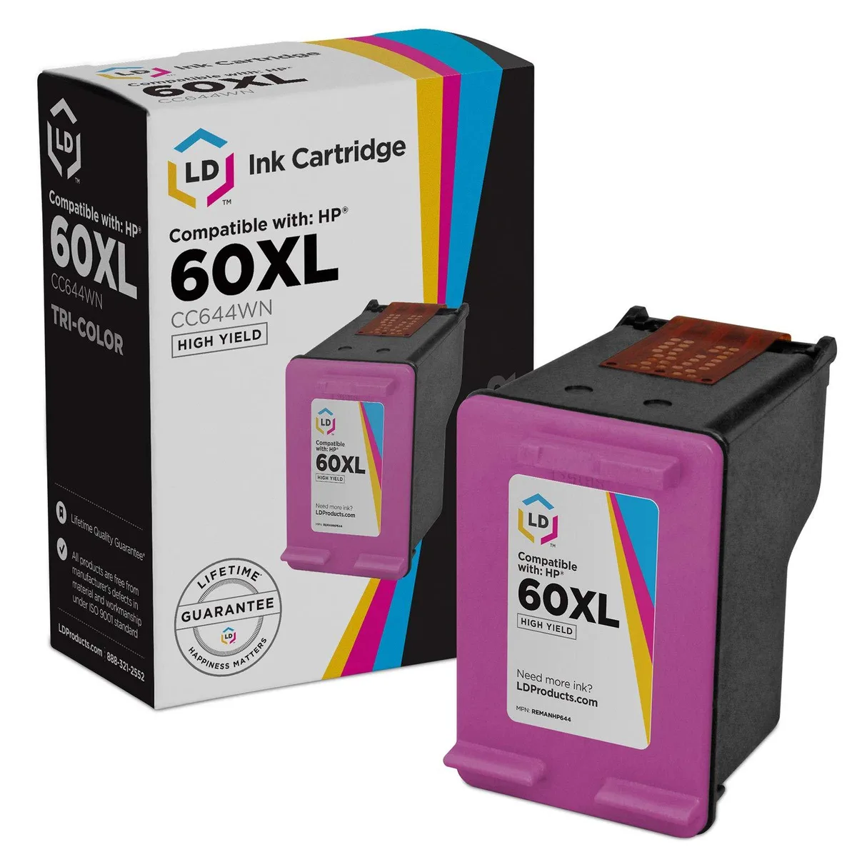 LD Products LD Products HP 60XL CC644WN Tri-Color Ink Cartridge 440 Pages — product photo