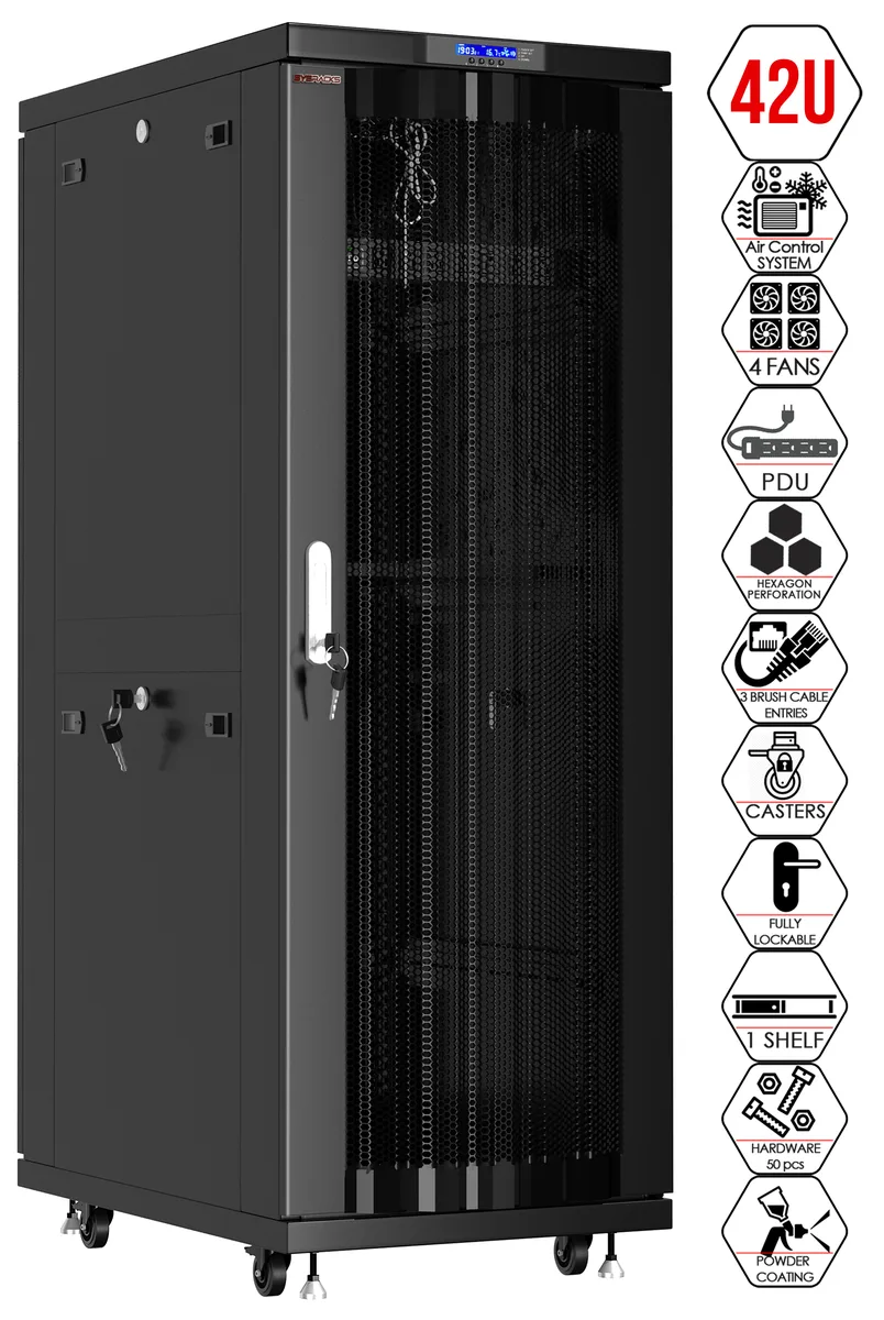 SYSRACKS SYSRACKS SRF 42.6.6 M 42U 24" Deep Server Rack — product photo