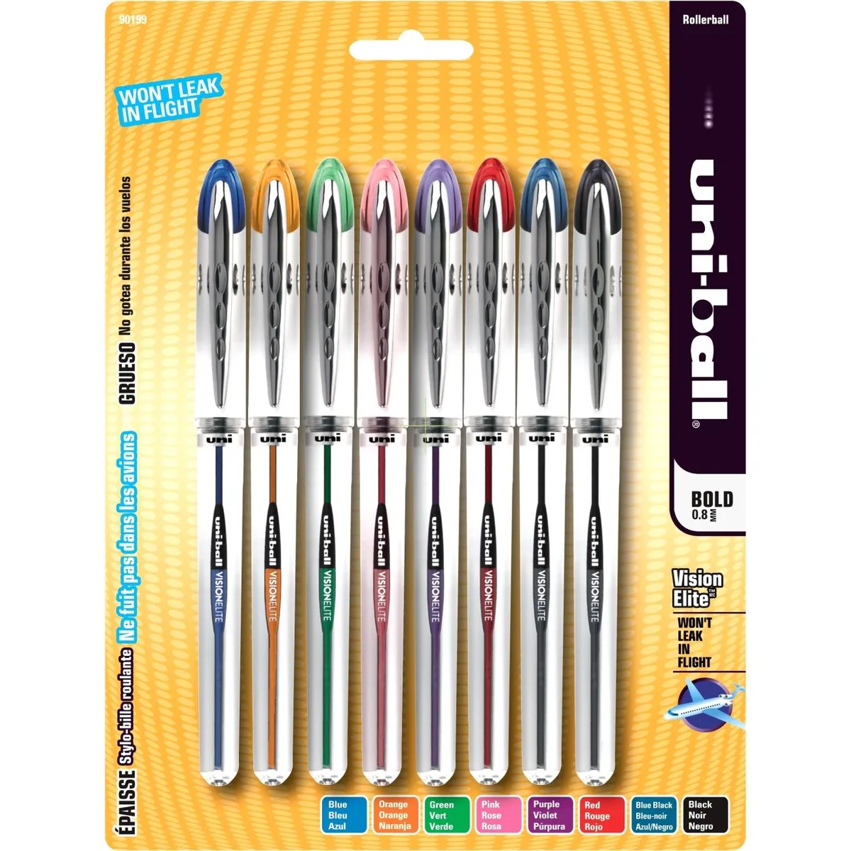 Rubbermaid Rubbermaid 90199PP uni-ball Vision Elite Rollerball Pen 0.8 mm 8 Pack — product photo