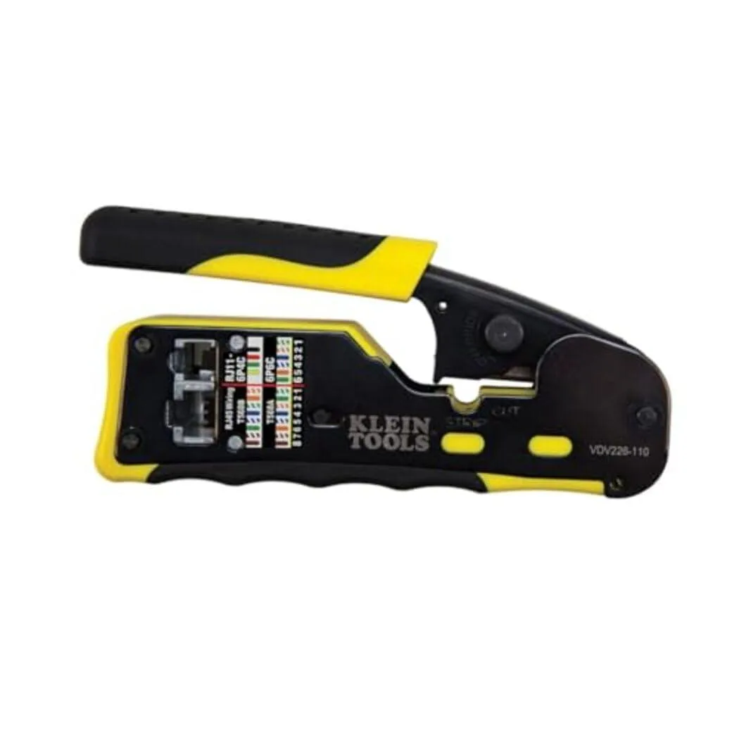 KEHIPI KEHIPI VDV226-110 Ratcheting Modular Crimper Stripper Cutter for RJ11 RJ12 RJ45 Pass-Thru electrician tool — product photo