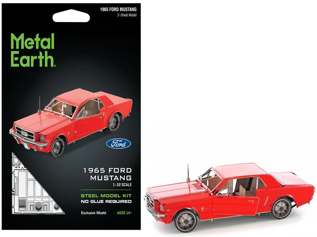 Metal Earth Metal Earth 1965 Ford Mustang Red Moderate Difficulty hobby collectible — product photo