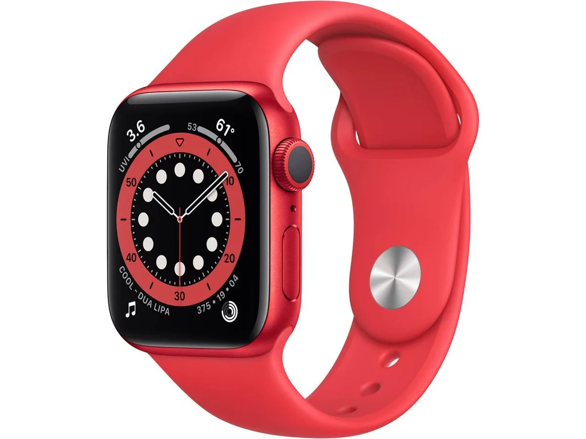 Apple Apple Watch Series 6 M00A3LL/A 40mm Aluminum Case Red Sports Band — product photo