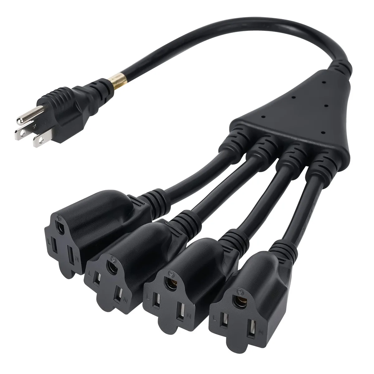 Elecan ZJ-ST2DW 4-Way Power Extension Cord 1.5 ft 16/3 AWG 13A 125V Black — product photo