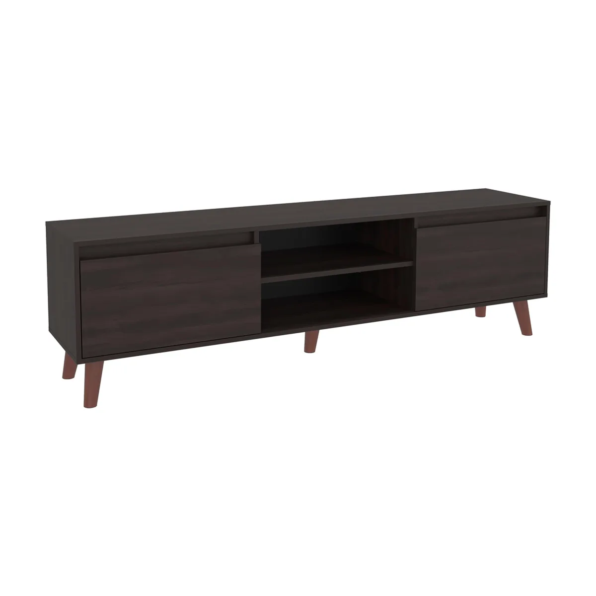 tuphen tuphen Stained Walnut TV Stand with Cabinets and Open Shelf — product photo