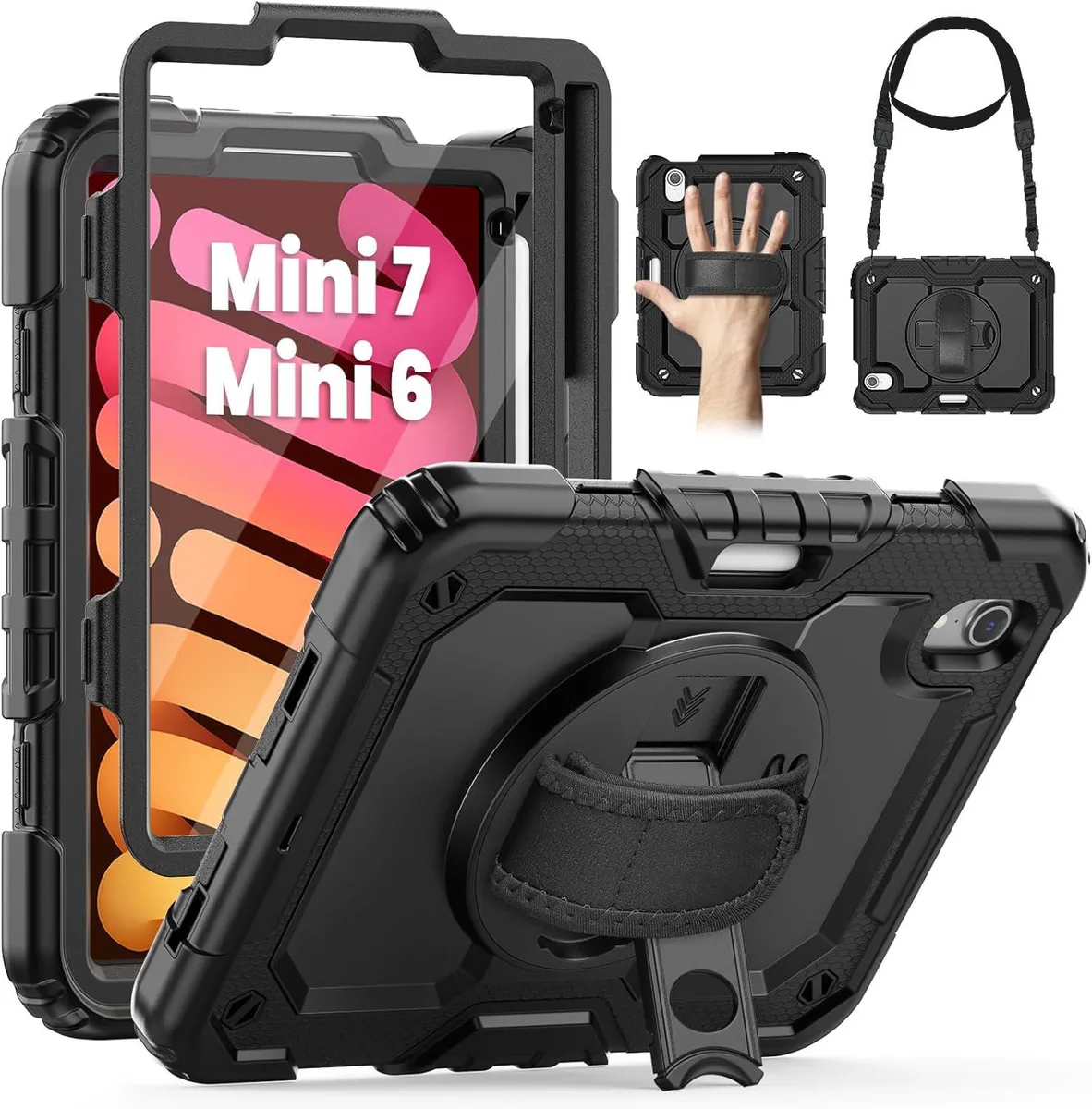 BONAEVER BONAEVER iPad Mini 7/6 8.3" Case with Strap &amp; 360° Stand — product photo
