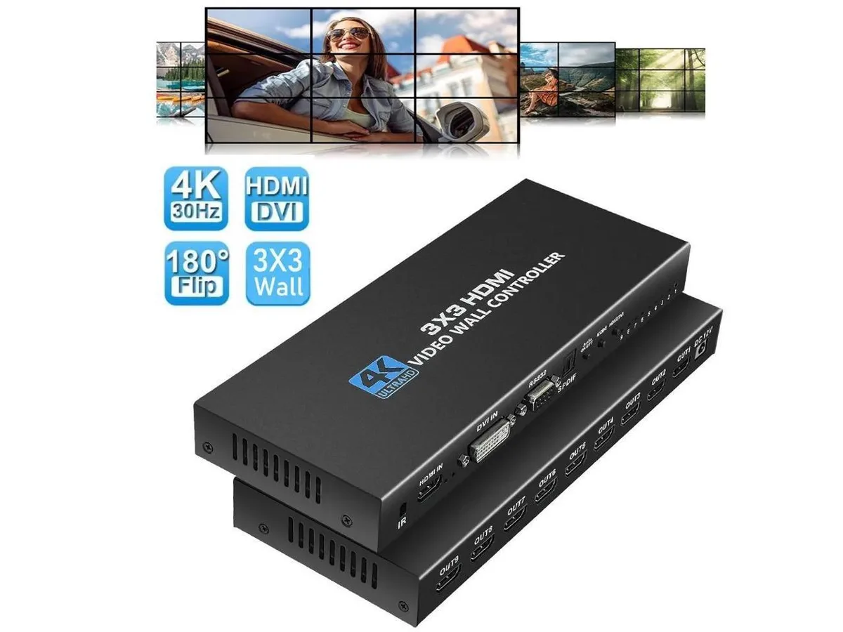 KEHIPI KEHIPI 3x3 HDMI Video Wall Controller KVM Switch 1080P@60Hz 180° Rotate RS232 13 Modes — product photo