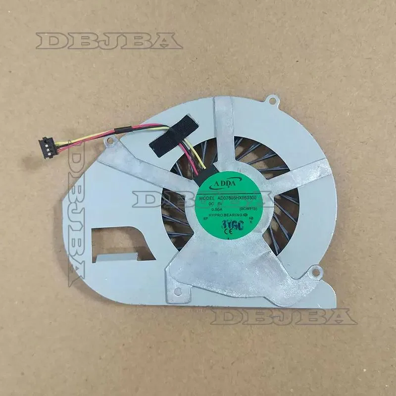Black laptop CPU cooling fan with plastic housing and wire connector