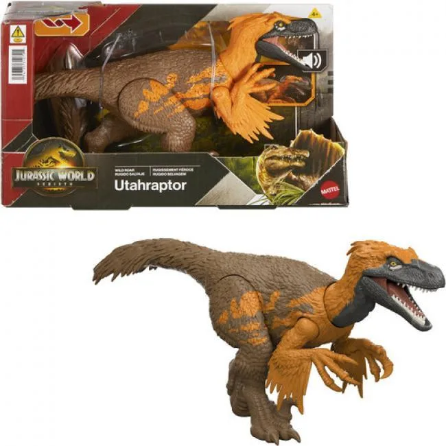 Mattel Mattel JGC80 Jurassic World Rebirth Wild Roar Utahraptor Action Figure 12 Inch — product photo