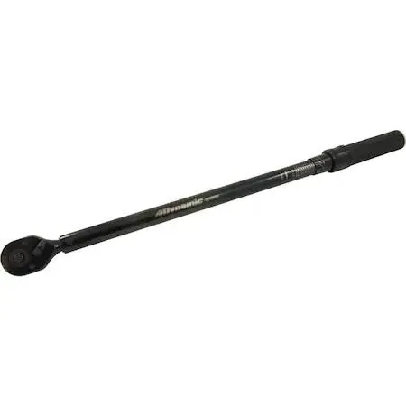 Silver 1/2 inch drive torque wrench 24 inches long with diamond knurl aluminum handle