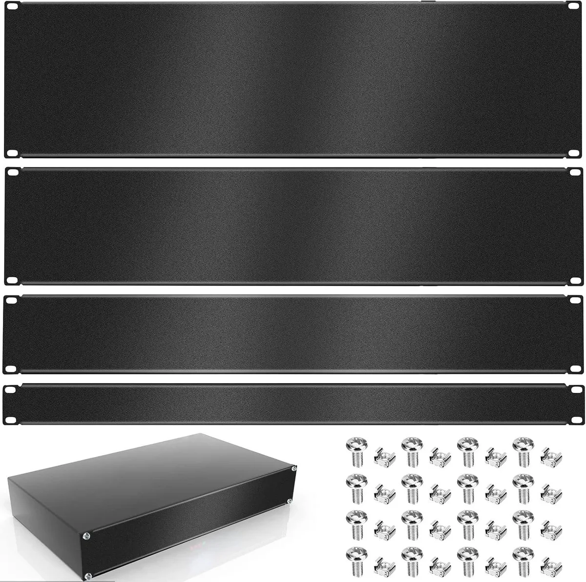 TAURKENAM TAURKENAM 4 Pack Blanking Panel Set 1U 2U 3U 4U 19in Black — product photo