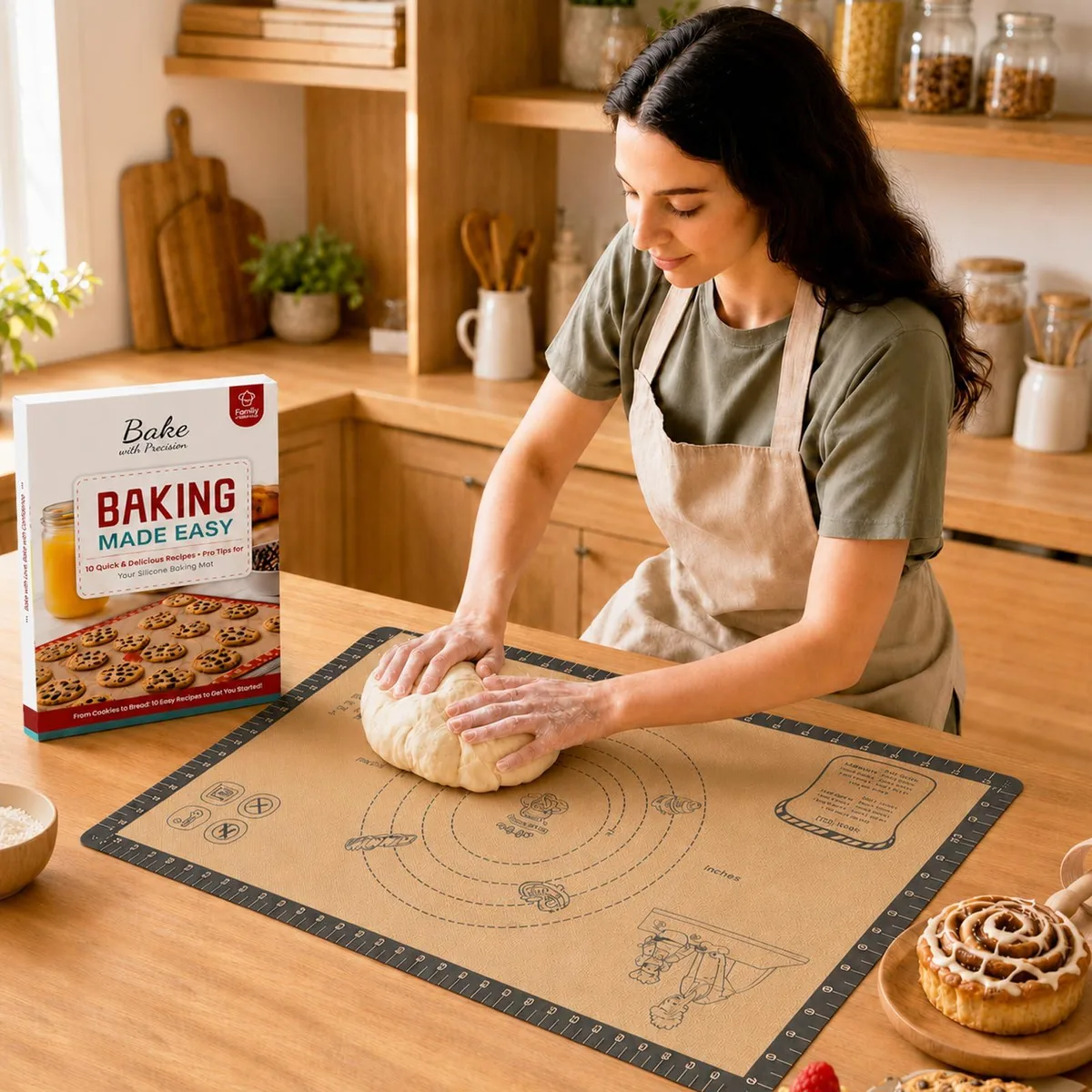 Grey silicone baking mat with deep grid texture