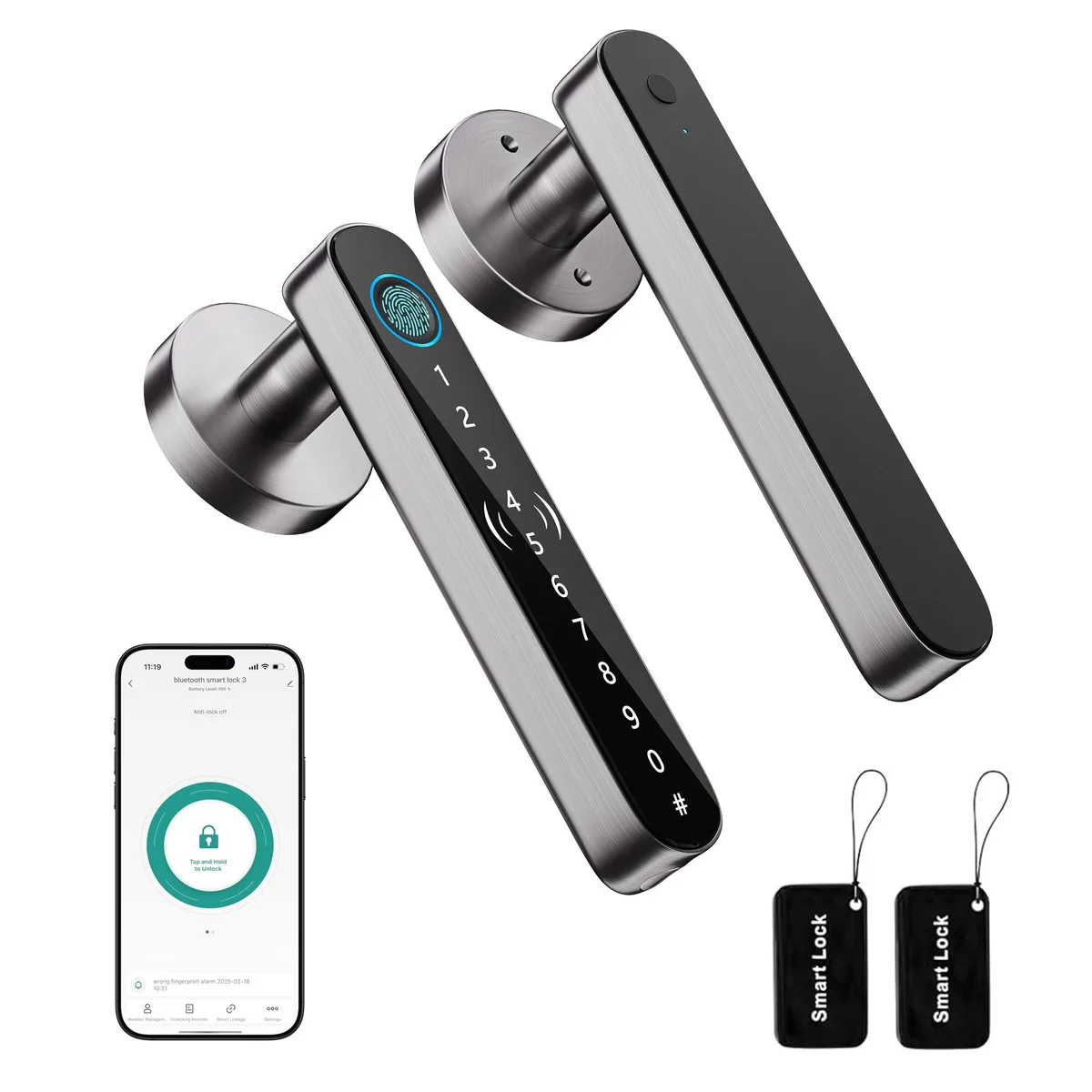  Vanzbon Door Lock-Vanzbon Smart Door Lock Grey+Black — product photo