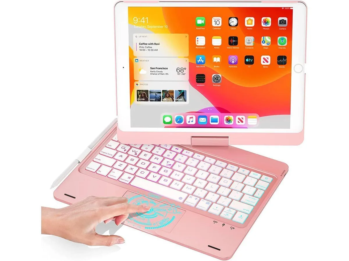 Rose Gold keyboard case with integrated touchpad for 10.2 inch iPad