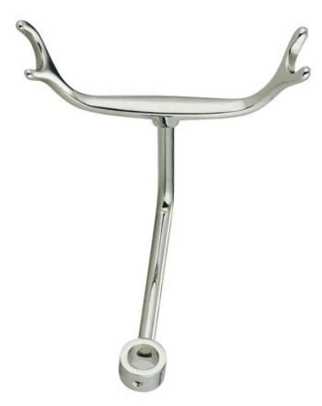 Satin nickel brass cradle for handheld shower, 5.5in span, 5.25in tall