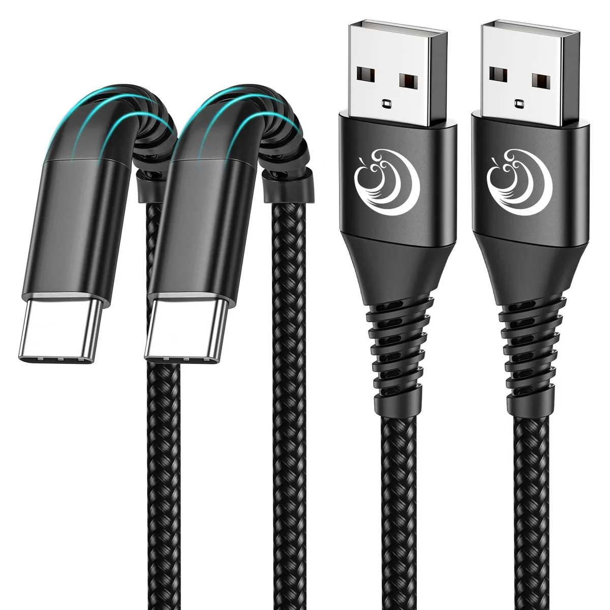  Aioneus USB A to USB C Cable 10ft 2-Pack 3A 480Mbps Black — product photo