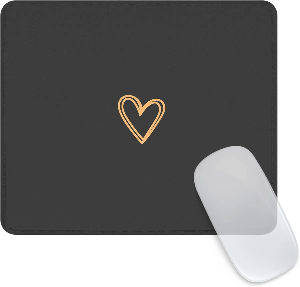 BAOFENG BAOFENG Square Aesthetic Cute Heart Mouse Pad 9.5 x 7.8 x .07 Inch Black — product photo